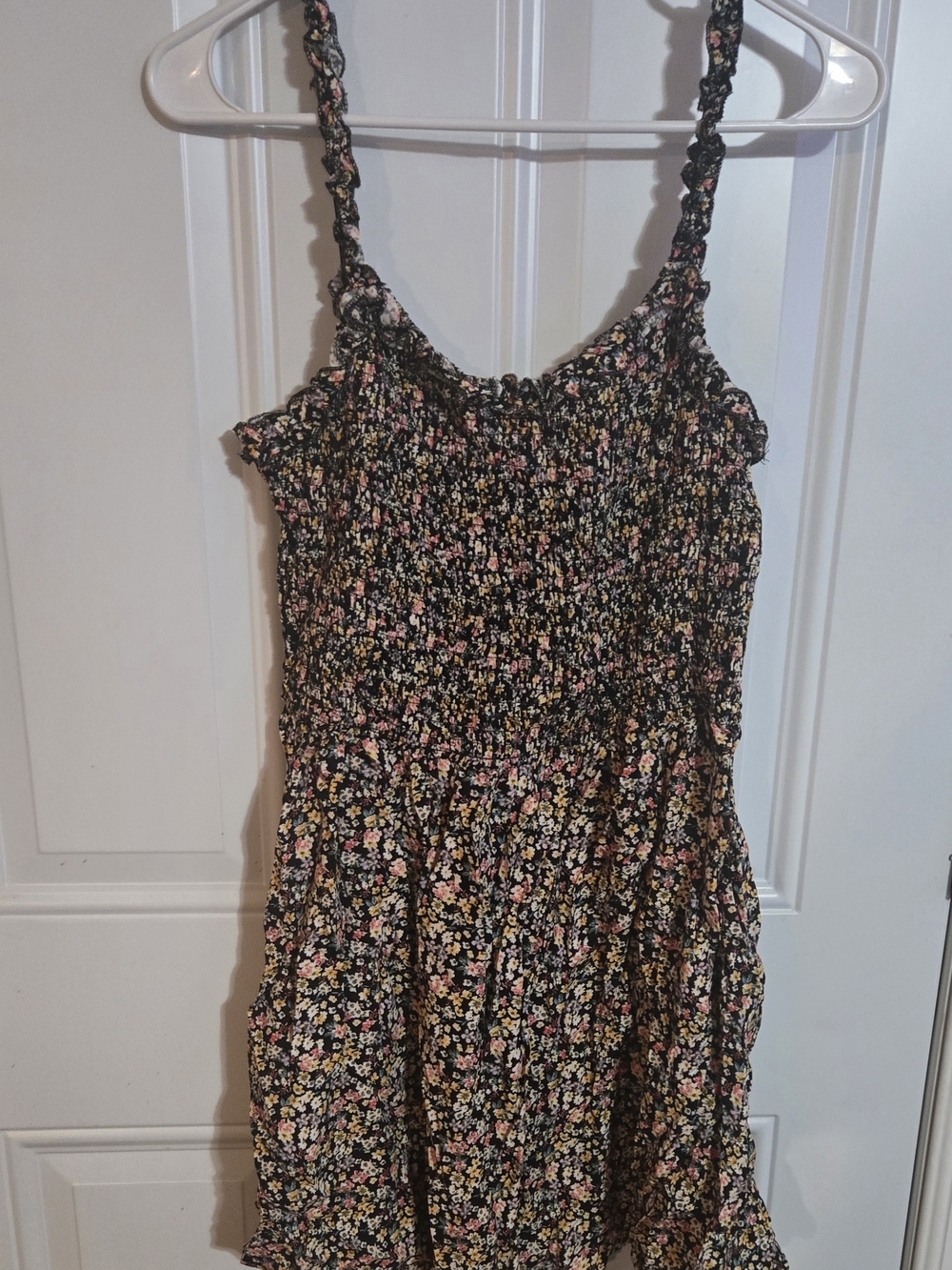 Justify Black Mini Sundress with Pink and Yellow Floral Print Size XL